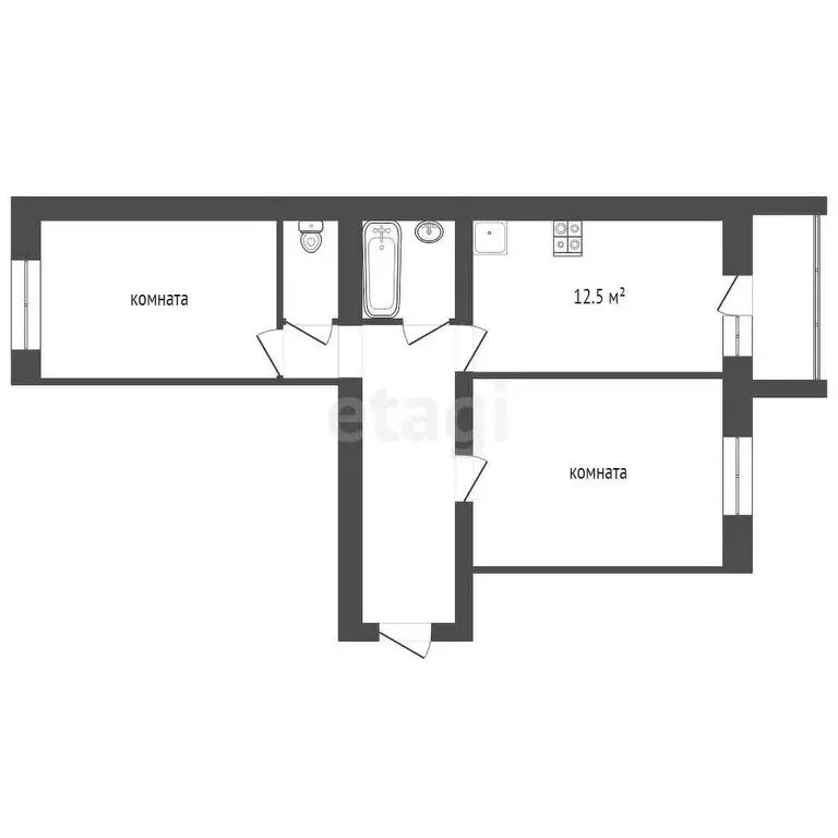 2-комнатная квартира: Тамбов, Мичуринская улица, 213Д (57.7 м) - Фото 0