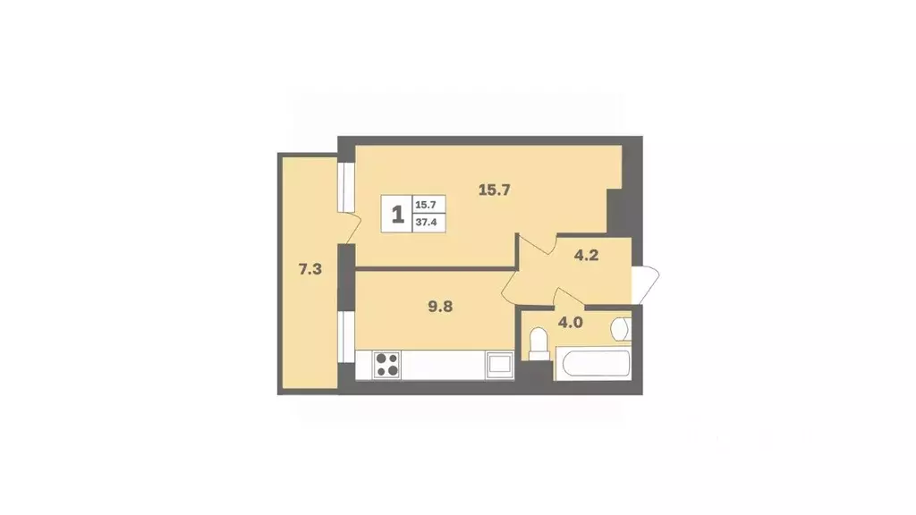 1-к кв. Башкортостан, Уфа Дагестанская ул., лит11 (37.4 м) - Фото 1