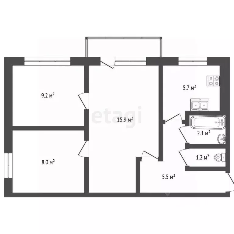 3-к кв. Архангельская область, Архангельск ул. Клепача, 5 (47.6 м) - Фото 2