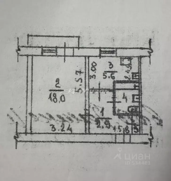 1-к кв. Крым, Симферополь ул. Миллера, 58 (31.0 м) - Фото 2