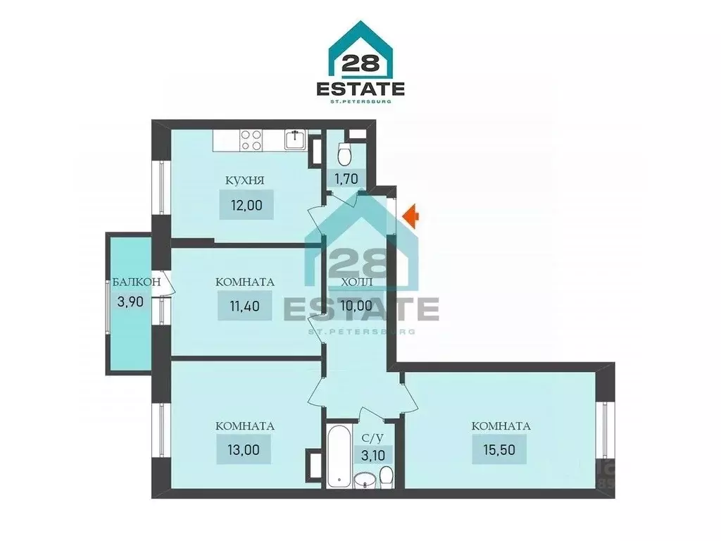 3-к кв. Санкт-Петербург Петергофское ш., 84к19 (70.6 м) - Фото 2