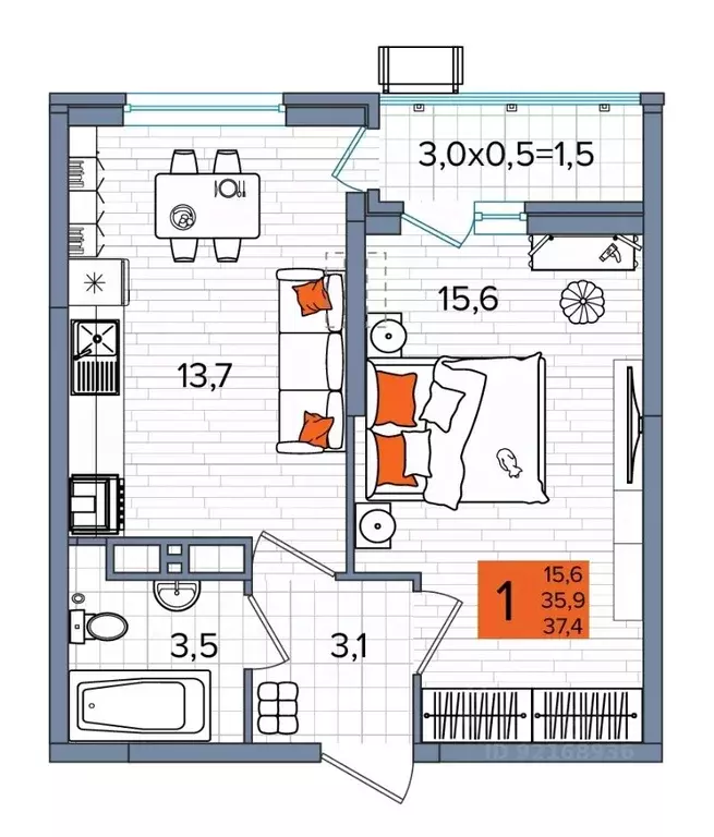 1-к кв. Краснодарский край, Краснодар ул. Константина Гондаря, 98 ... - Фото 1