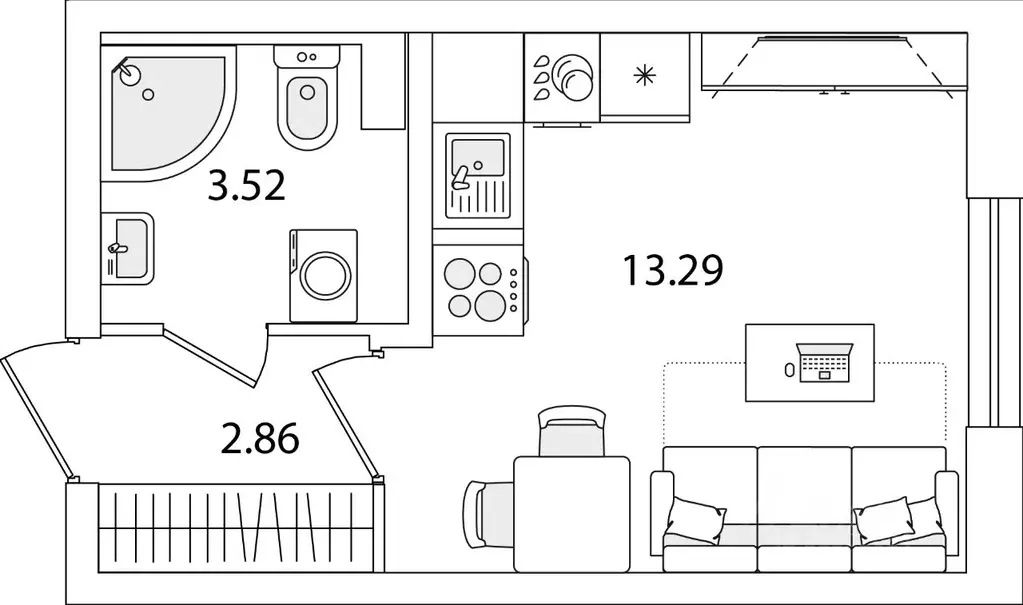 Студия Санкт-Петербург ул. Тамбасова, 5Н (19.67 м) - Фото 0