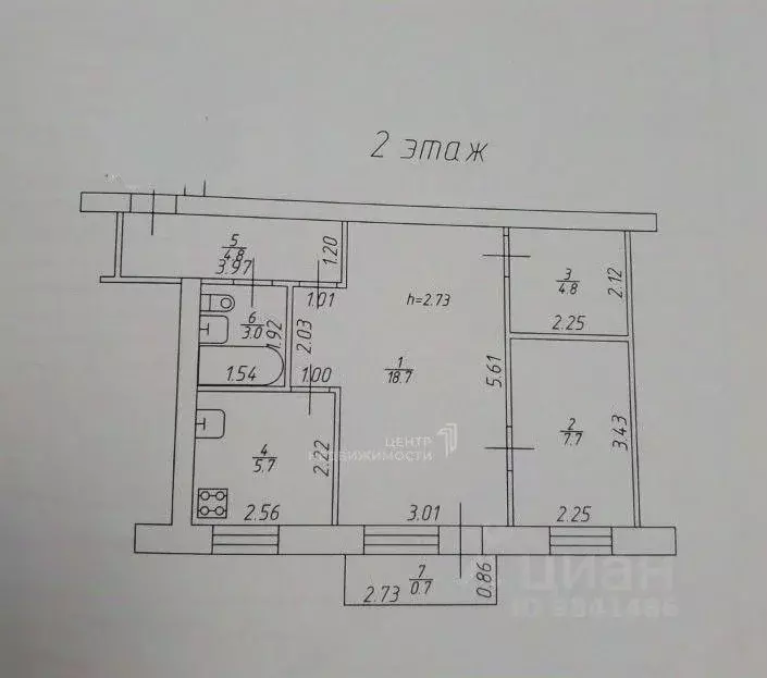 2-к кв. Татарстан, Казань ул. Короленко, 103 (45.0 м) - Фото 2