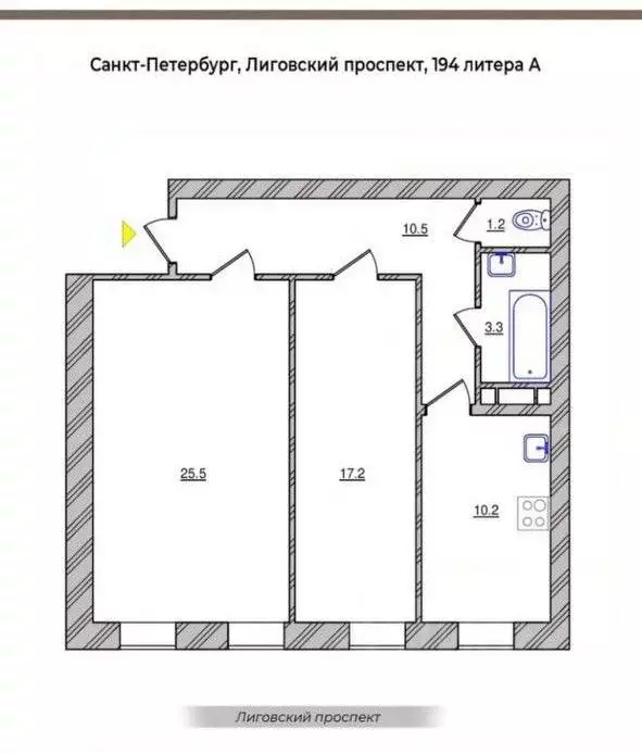 2-к кв. Санкт-Петербург Лиговский просп., 194 (70.0 м) - Фото 0