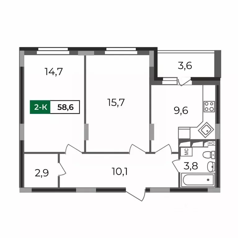 2-к кв. Владимирская область, Владимир бул. Сталинградский, 5 (58.6 м) - Фото 0