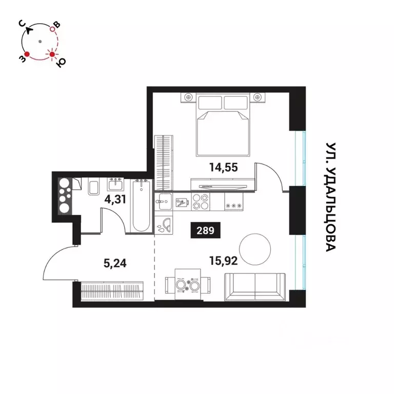 2-к кв. Москва Инноватор жилой комплекс, кА (40.02 м) - Фото 0