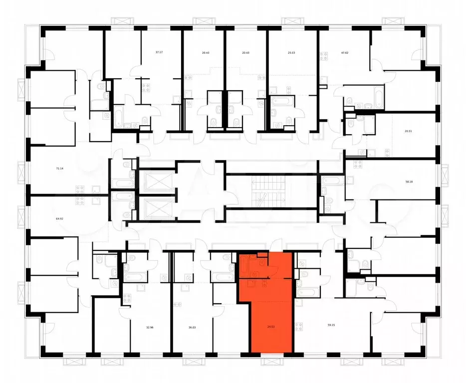 Квартира-студия, 24,5 м, 3/16 эт. - Фото 1