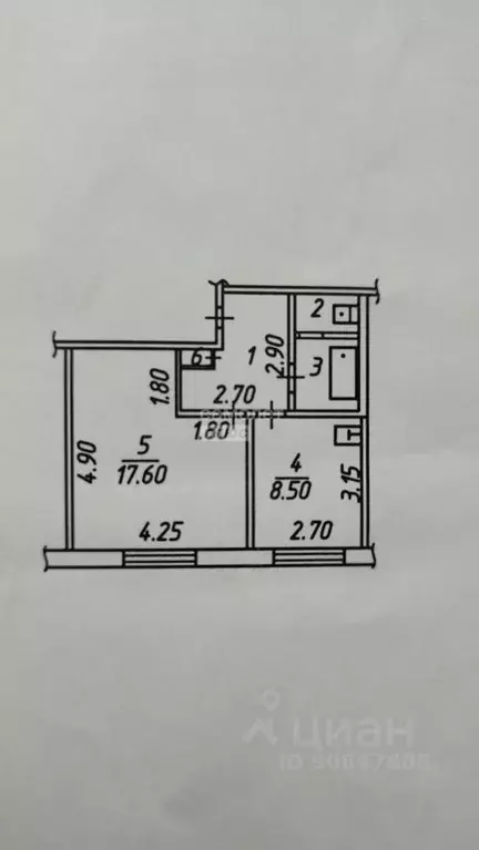 1-к кв. Белгородская область, Старый Оскол Олимпийский мкр, 14 (38.1 ... - Фото 2