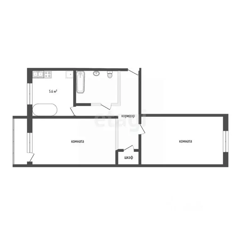 2-к кв. Камчатский край, Петропавловск-Камчатский ул. Труда, 35 (47.0 ... - Фото 2