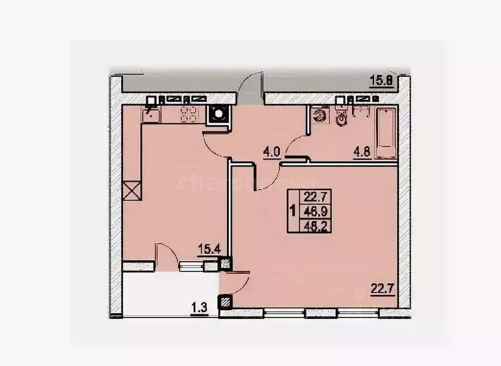 1-к кв. Севастополь просп. Античный, 12А (50.0 м) - Фото 2