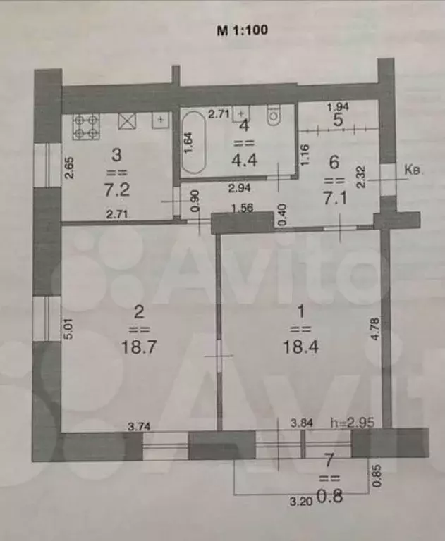 2-к. квартира, 55,9 м, 5/5 эт. - Фото 0
