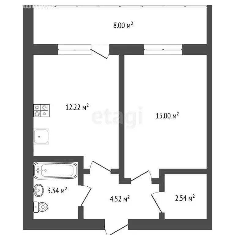 1-комнатная квартира: Тюмень, Кремлёвская улица, 114 (37.6 м) - Фото 0