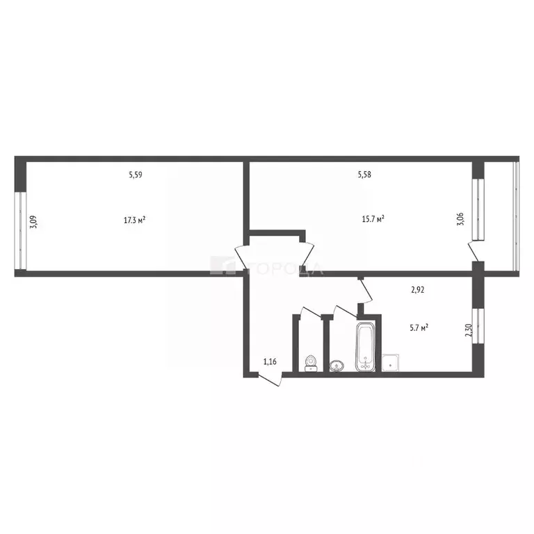 2-к кв. Алтайский край, Барнаул ул. Энтузиастов, 25 (47.2 м) - Фото 2