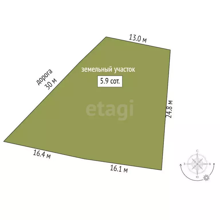 Участок в Наумовский сельсовет, СНТ Зелёный Затон (5.8 м) - Фото 1