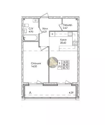 1-комнатная квартира: Сестрорецк, ЖК Лисино (48.43 м) - Фото 0