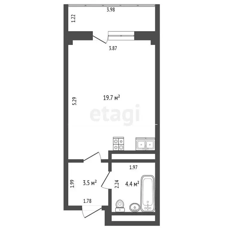 Квартира-студия: Якутск, улица Петра Алексеева, 72/1с1 (27.6 м) - Фото 1