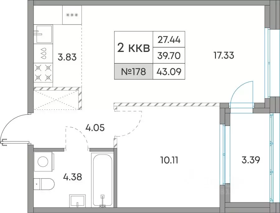 2-к кв. Карелия, Петрозаводск Александровский Завод тер.,  (43.09 м) - Фото 1