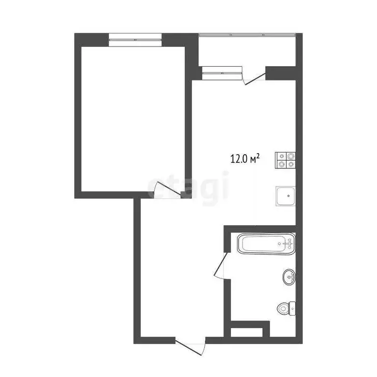 1-комнатная квартира: Тюмень, улица Мельникайте, 36к1 (42.1 м) - Фото 0