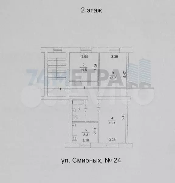 3-к. квартира, 74 м, 2/2 эт. - Фото 0