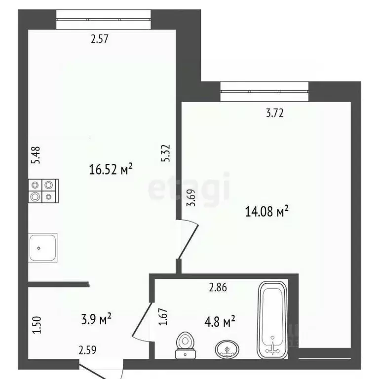 1-к кв. Тюменская область, Тюменский муниципальный округ, д. Патрушева ... - Фото 1