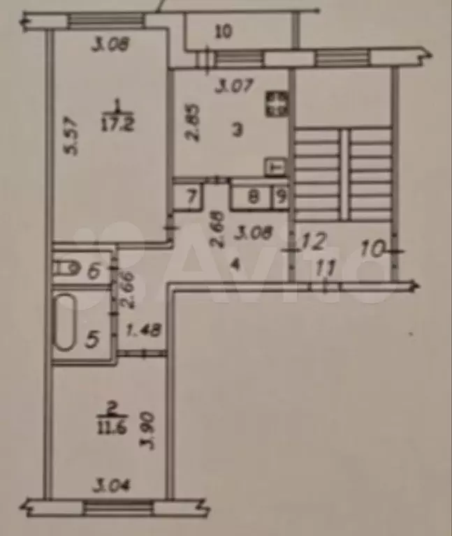 2-к. квартира, 53,4 м, 4/5 эт. - Фото 0