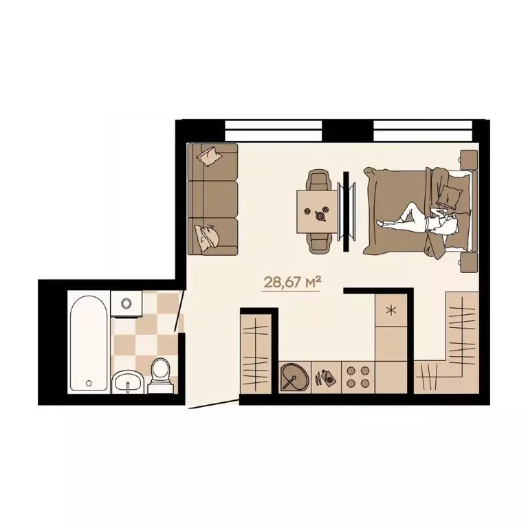 1-к кв. Приморский край, Владивосток ул. Грязелечебница (28.67 м) - Фото 1