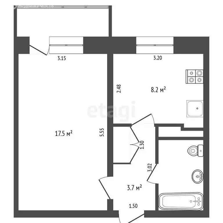 1-комнатная квартира: Симферополь, улица Бела Куна, 17 (34 м) - Фото 0