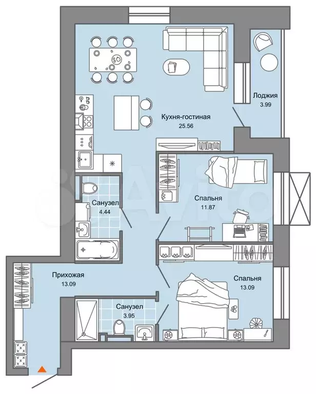 3-к. квартира, 74 м, 6/8 эт. - Фото 0