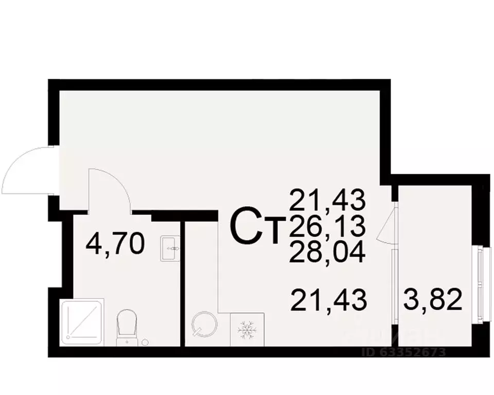 1-к кв. Рязанская область, Рязань ул. Бирюзова (26.13 м) - Фото 0