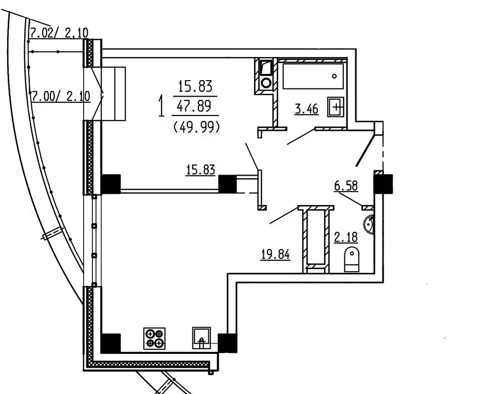 Продаётся 1-к квартира, 50.4 м - Фото 0