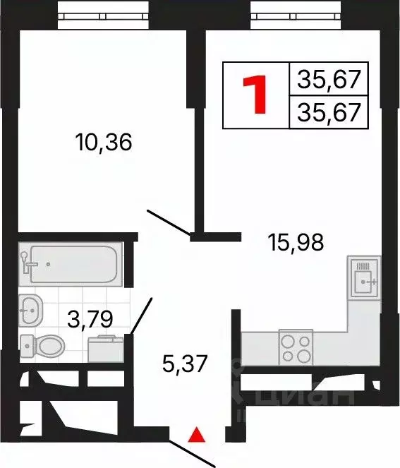 1-к кв. Свердловская область, Екатеринбург Втузгородок жилрайон,  ... - Фото 2