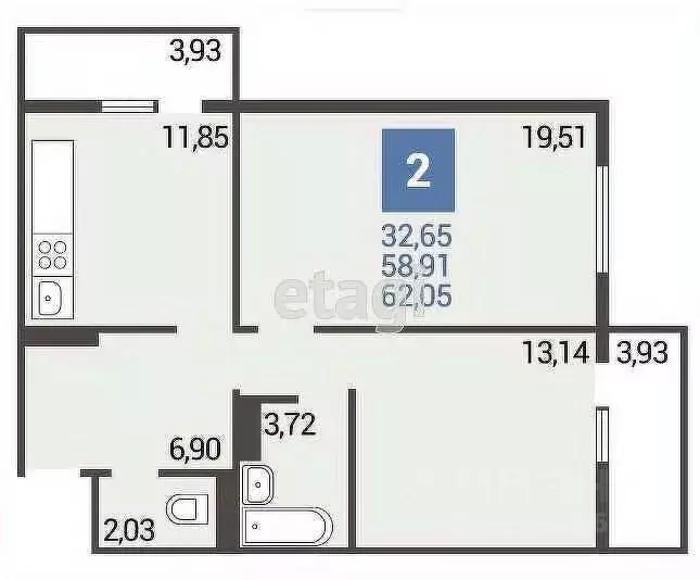 2-к кв. Краснодарский край, Анапа ул. Ленина, 231 (58.9 м) - Фото 2