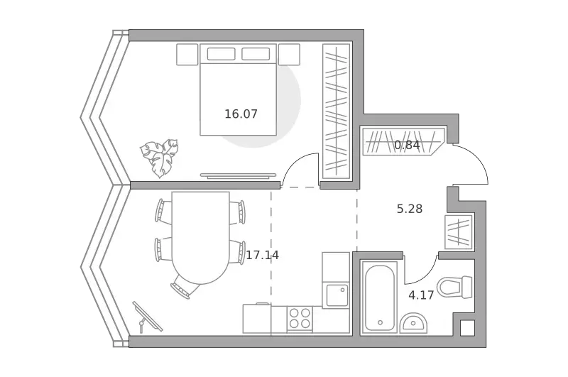 1-к квартира, 43.5 м - Фото 0
