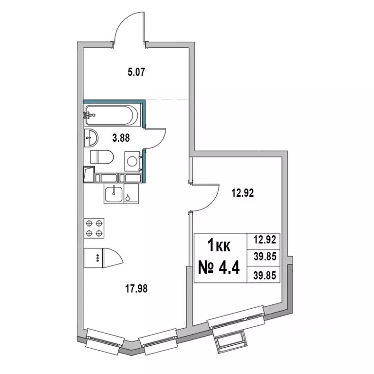 1-к кв. Ленинградская область, Выборг ул. 2-я Южная, 4 (39.85 м) - Фото 1