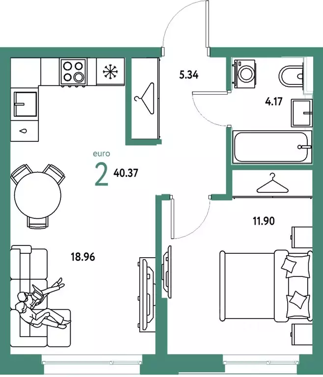 2-к кв. Тюменская область, Тюмень Хабаровская ул. (40.37 м) - Фото 1