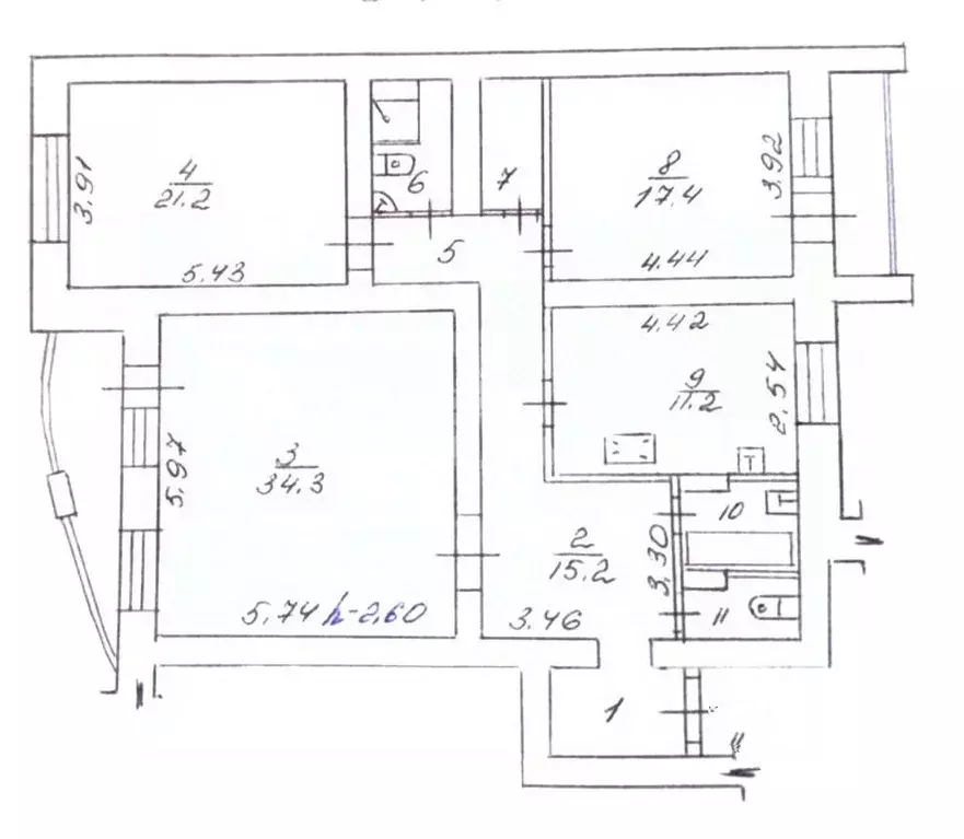 3-к кв. Воронежская область, Воронеж ул. 60-й Армии, 27 (120.0 м) - Фото 2