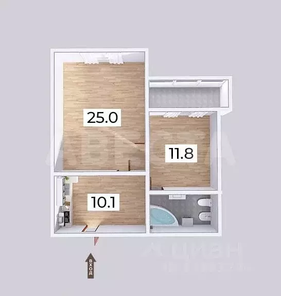 2-к кв. Омская область, Омск ул. Ватутина, 24/2 (52.2 м) - Фото 1