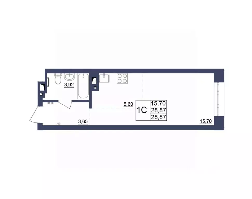 Студия Башкортостан, Уфа Космос жилой комплекс, лит1 (29.27 м) - Фото 1