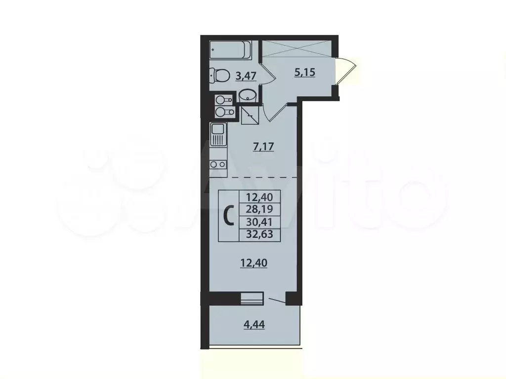 Квартира-студия, 30,4 м, 5/19 эт. - Фото 0