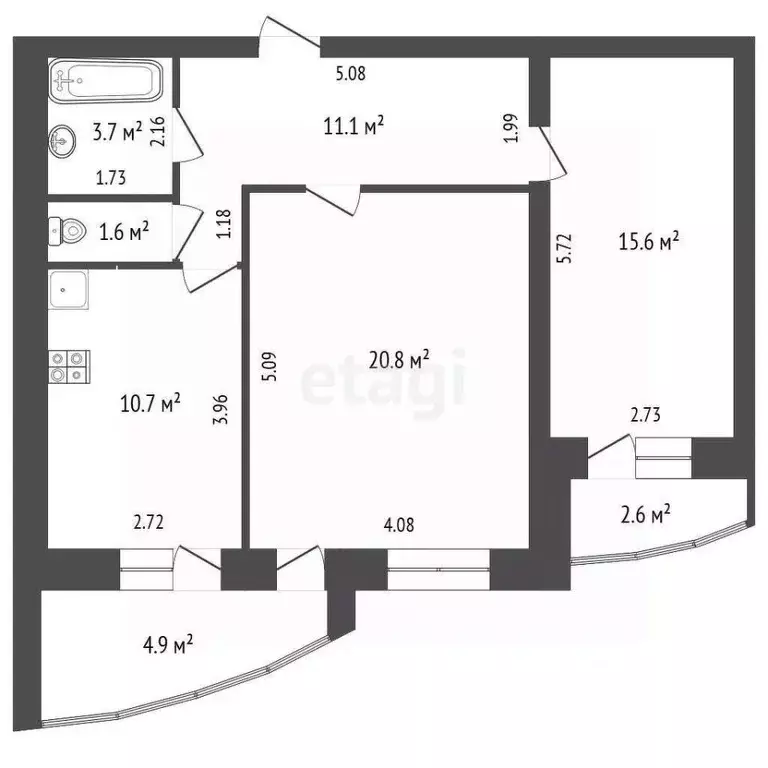 2-к кв. Самарская область, Самара Демократическая ул., 37 (63.5 м) - Фото 2