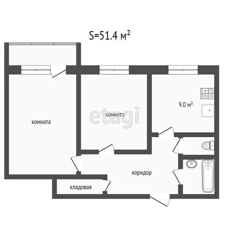 2-комнатная квартира: Усинск, улица Мира, 13А (52.3 м) - Фото 1