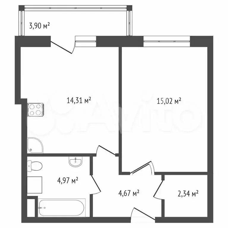 1-к. квартира, 37 м, 3/3 эт. - Фото 0