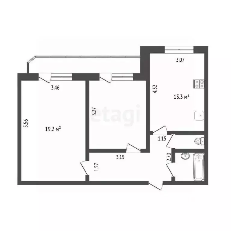 2-к кв. Тюменская область, Тюмень ул. Московский Тракт, 163 (58.9 м) - Фото 1