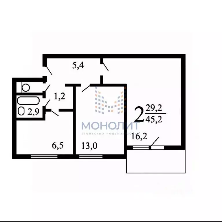 2-к кв. Москва Бибиревская ул., 15 (45.7 м) - Фото 1