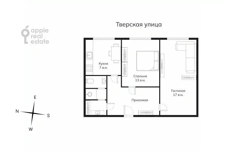 2-к кв. Москва Тверская ул., 17 (53.0 м) - Фото 1