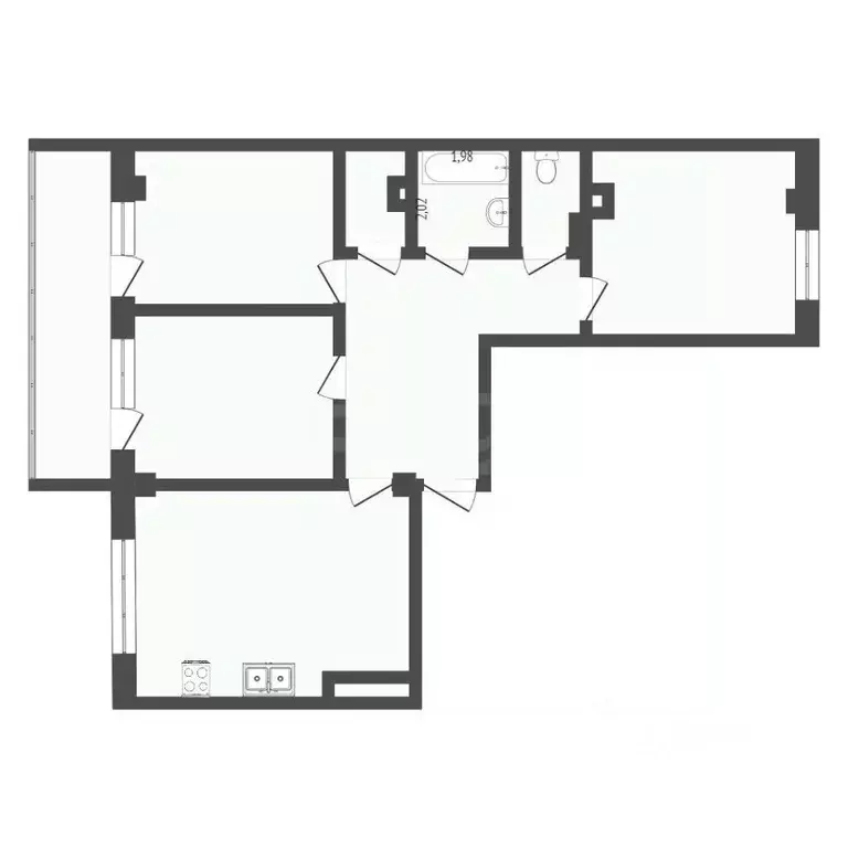 3-к кв. Тюменская область, Тюмень Кремлевская ул., 112к1 (77.6 м) - Фото 2