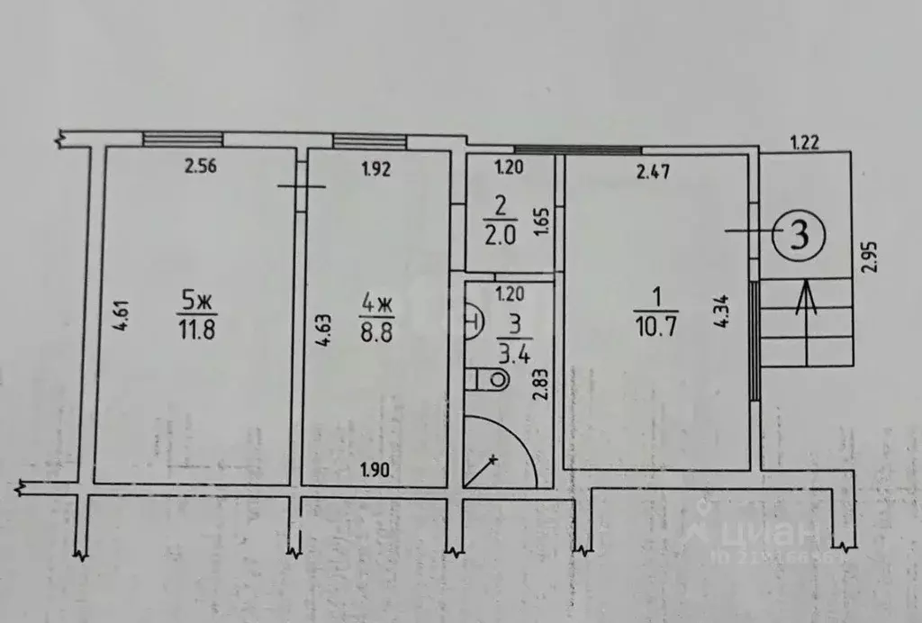 2-к кв. Калининградская область, Пионерский Дачная ул., 9 (36.7 м) - Фото 2
