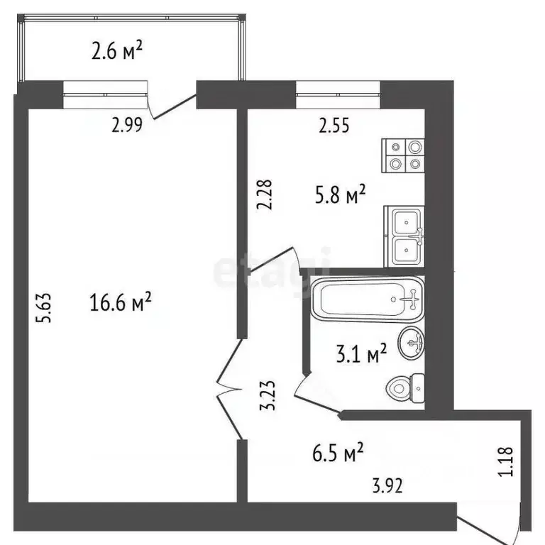 1-к кв. Ростовская область, Ростов-на-Дону ул. Пановой, 37 (32.0 м) - Фото 2
