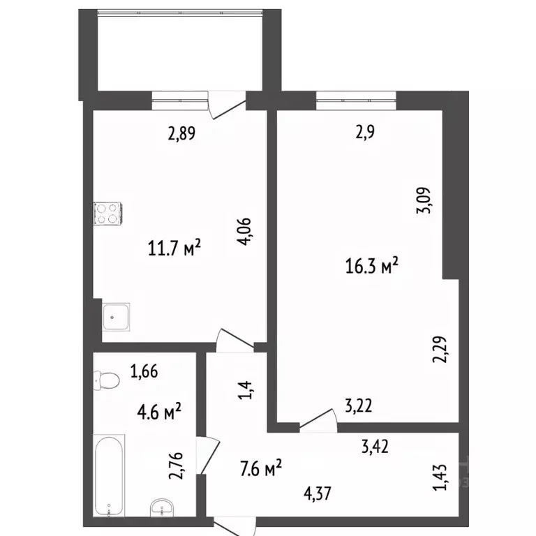 1-к кв. Ямало-Ненецкий АО, Новый Уренгой Энтузиастов мкр, 3 (40.2 м) - Фото 1